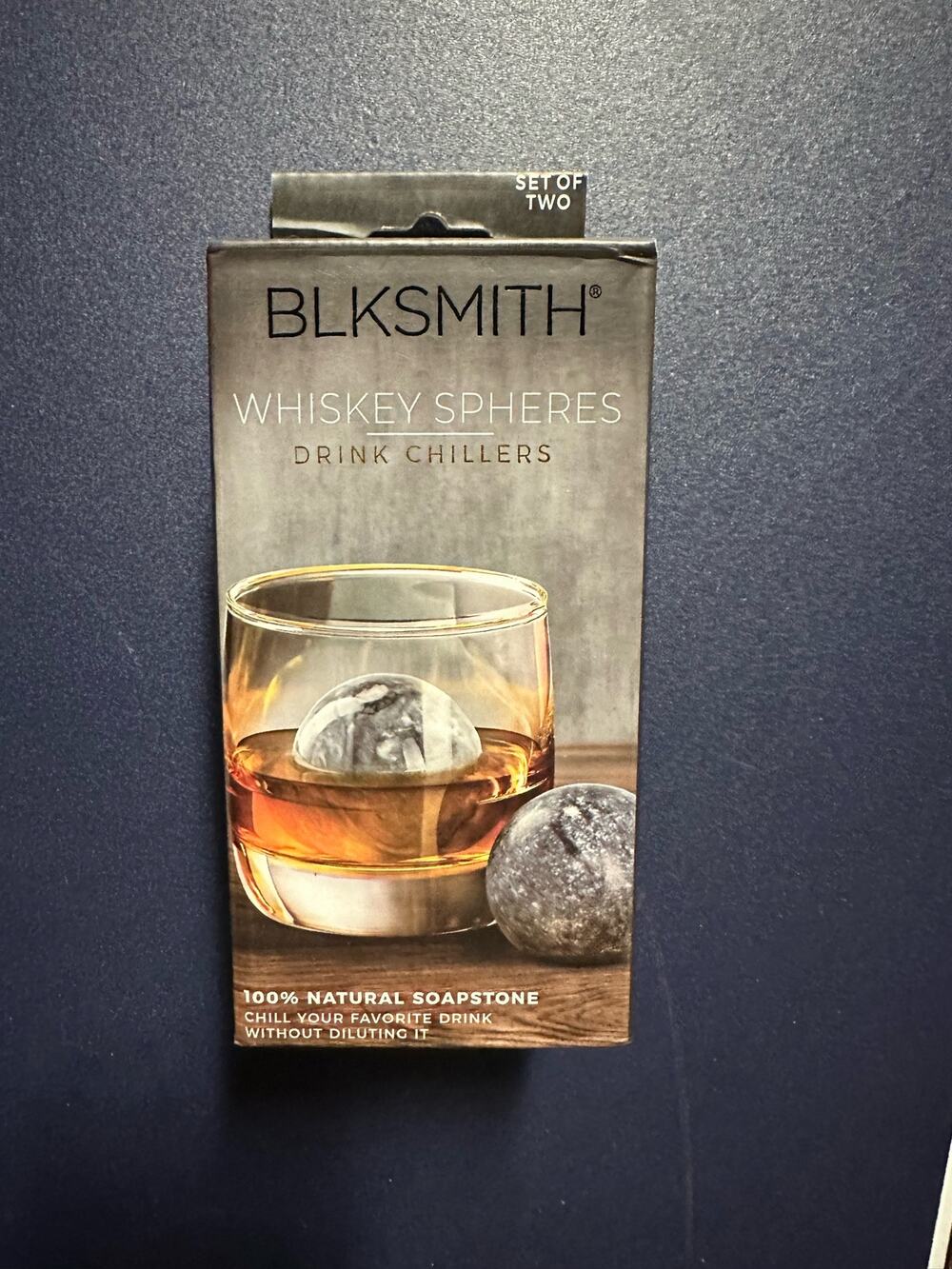 BLKSMITH Whiskey Spheres Drink Chillers 100% Natural Soapstone NEW IN BOX (2)